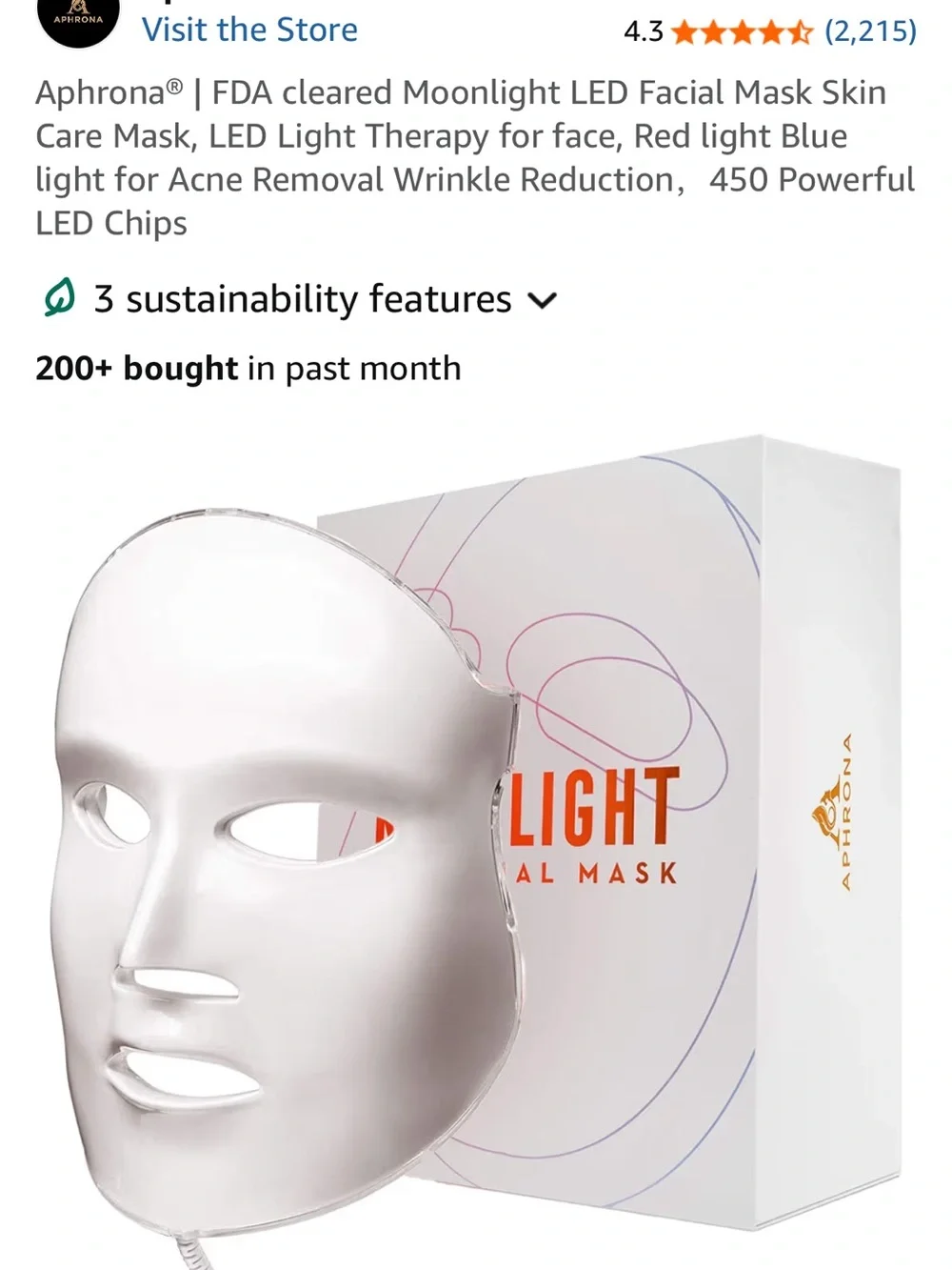 Aphr ona White LED Facial Mask – Moonlight Light Therapy for Skin